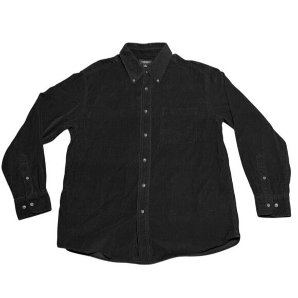 Men's Sonoma Corduroy Black LS Button Front Shirt Size Medium - Picture 1 of 3